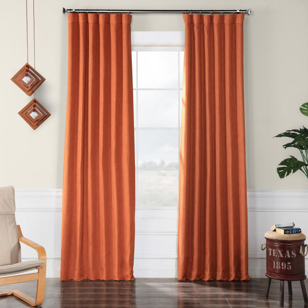 Exclusive Fabrics Furnishings Desert Orange Faux Linen Blackout