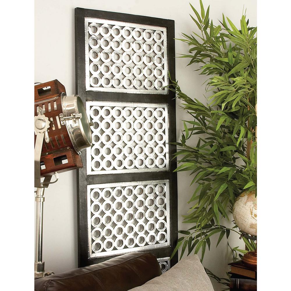 71 in. x 20 in. Modern Decorative LatticePatterned Wood and Iron Wall