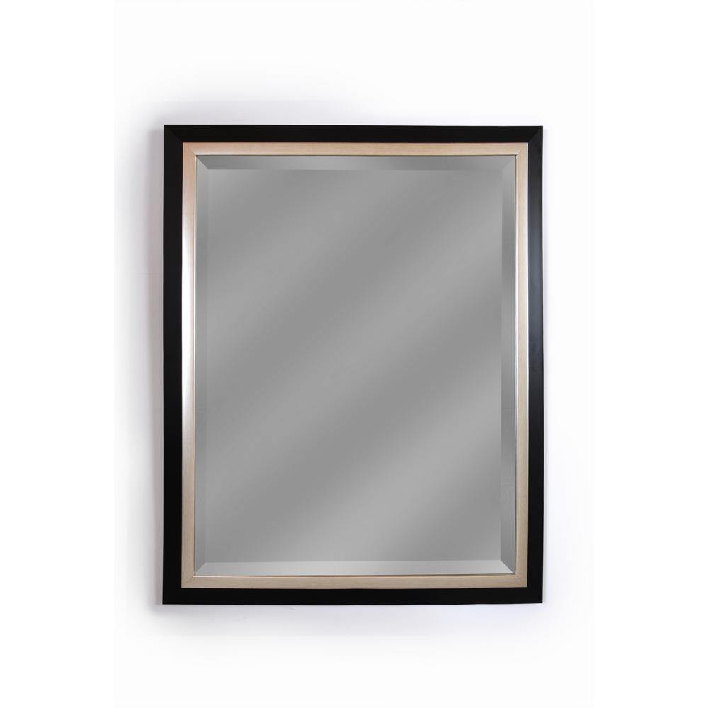Executive Black Frame With Silver Trim Wall Mirror 4414 The Home Depot