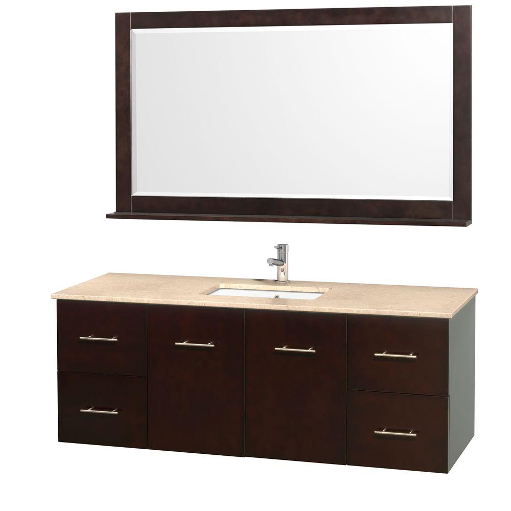 Wyndham Collection Centra 60 in. Vanity in Espresso with Marble Vanity