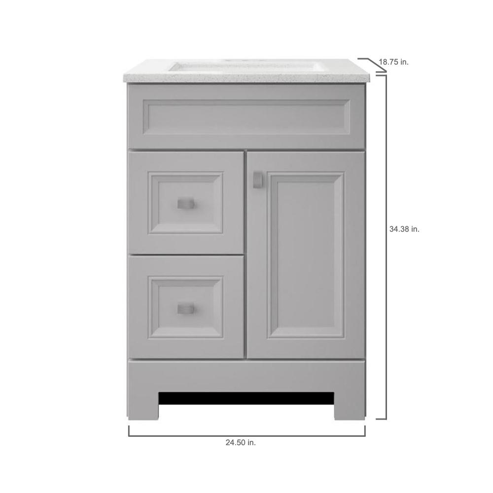 Home Decorators Collection Sedgewood 24 1 2 In Configurable Bath Vanity Dove Gray With Solid Surface Top Arctic White Sink Pplnkdvr24d The Depot - 24 Inch White Bathroom Vanity With Gray Top