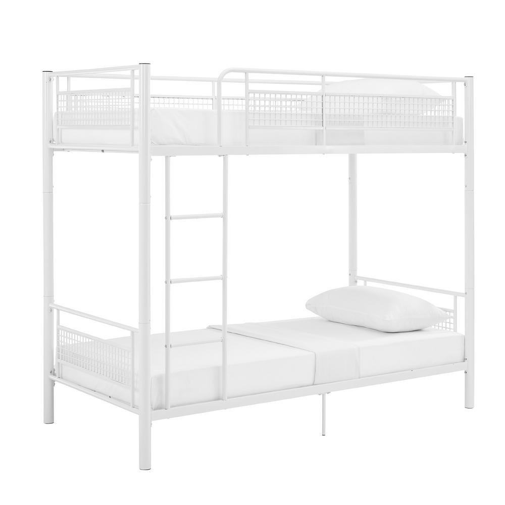 white metal bunk bed