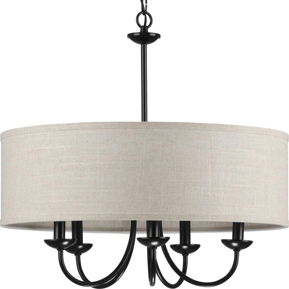 Progress Lighting Drum Shade 5 Light Black Chandelier P400193 031
