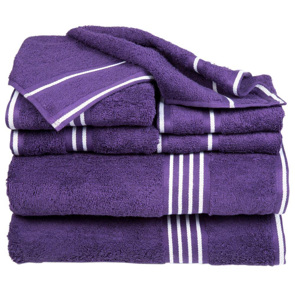 Rio Egyptian Cotton Towel Set In Eggplant 8 Piece