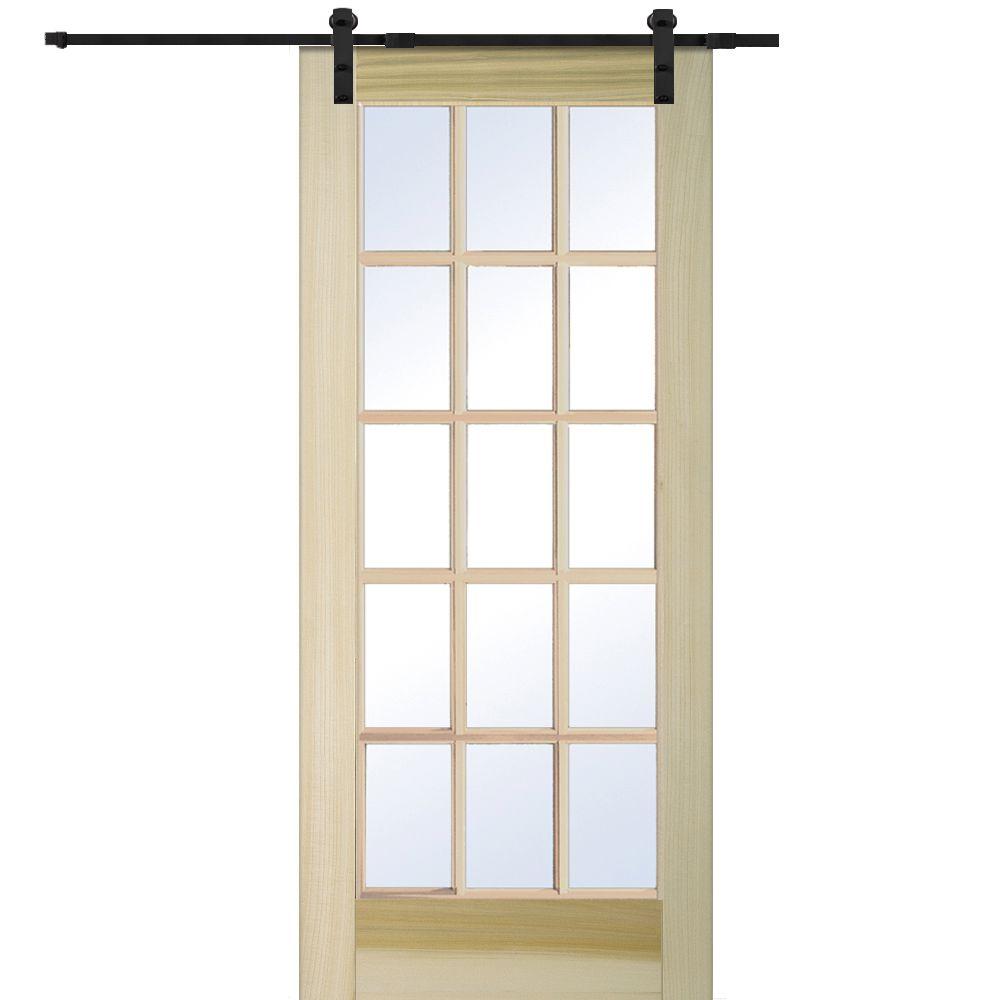 Mmi Door 36 In X 80 In Poplar 15 Lite Door With Barn Door