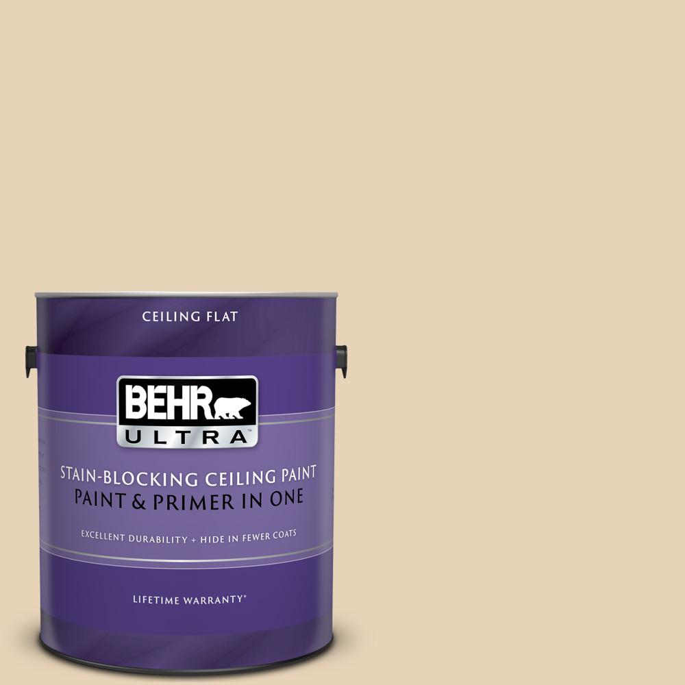 Behr Ultra 1 Gal Ul150 11 Sand Pearl Ceiling Flat Interior Paint And Primer In One