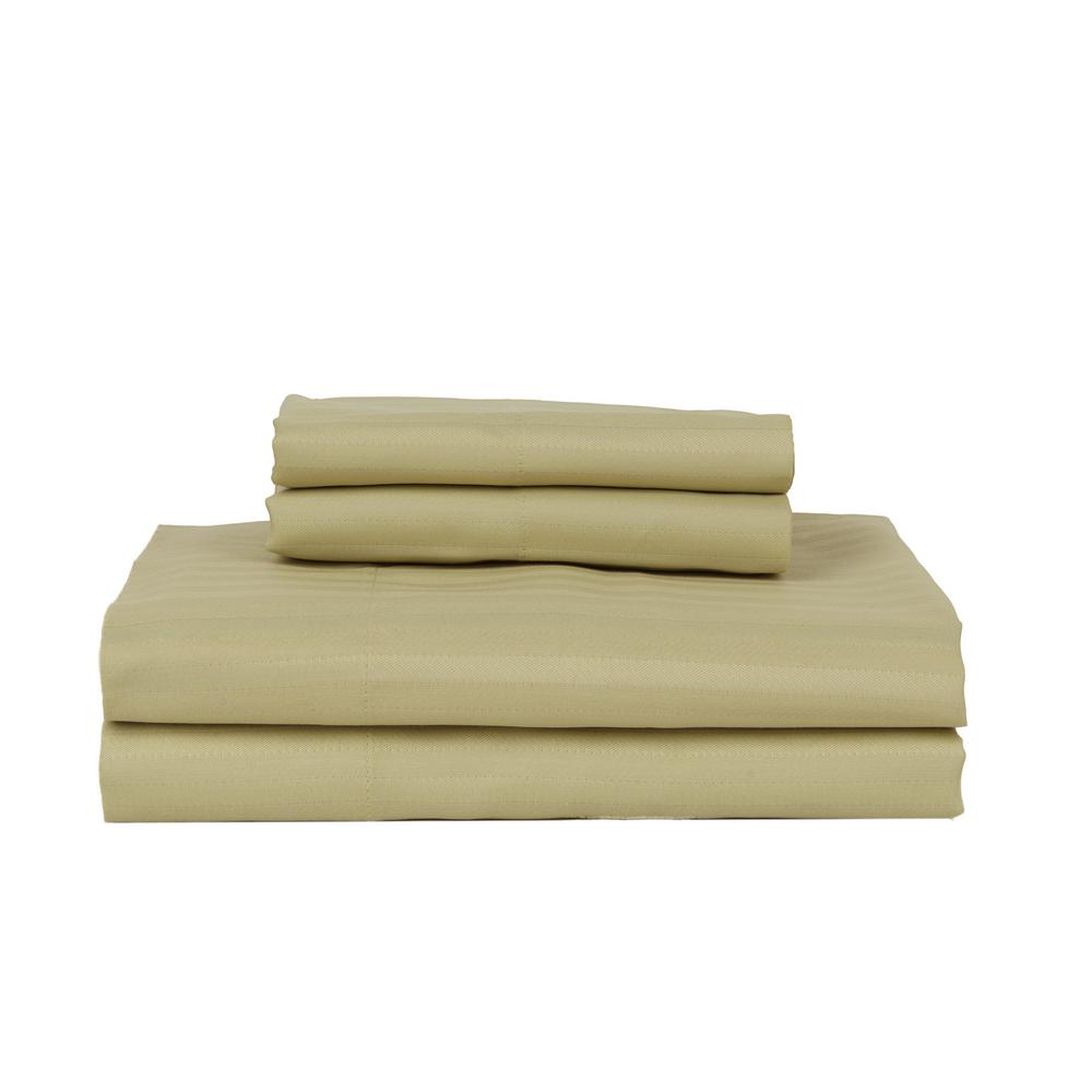 CASTLE HILL LONDON 4-Piece Green Striped 440 Thread Count Cotton King Sheet Set was $189.99 now $75.99 (60.0% off)