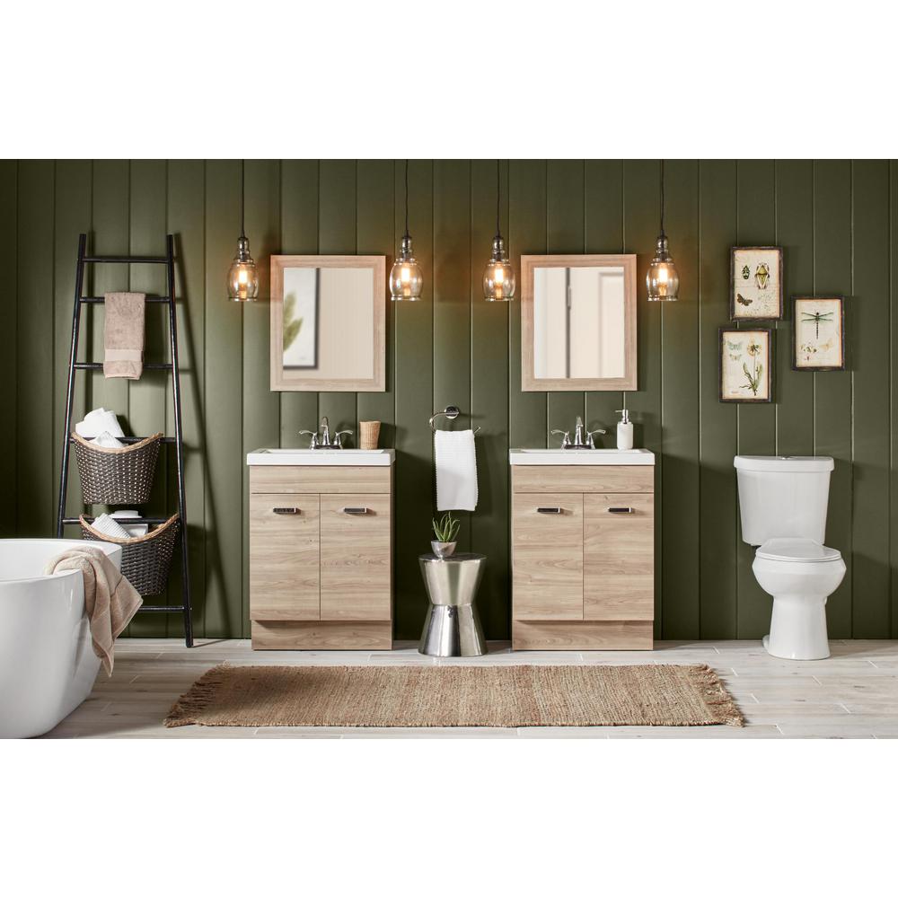 Glacier Bay Sandlyn 24 5 In W Bath Vanity Forest Elm With Cultured Marble Top White Basin And Mirror