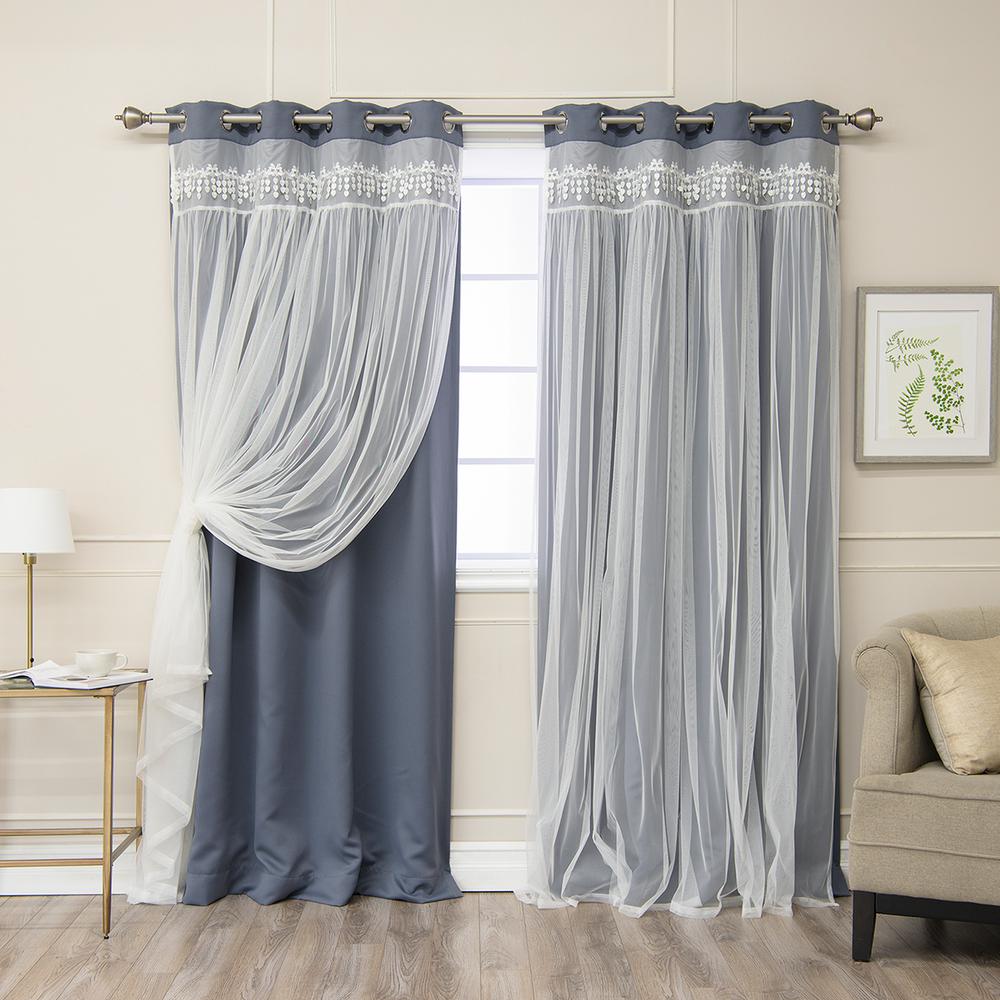 Best Home Fashion Stone 84 In L Elis Lace Overlay Blackout Curtain Best Home Fashion Stone 84 In L Elis Lace Overlay Blackout Curtain Panel 2