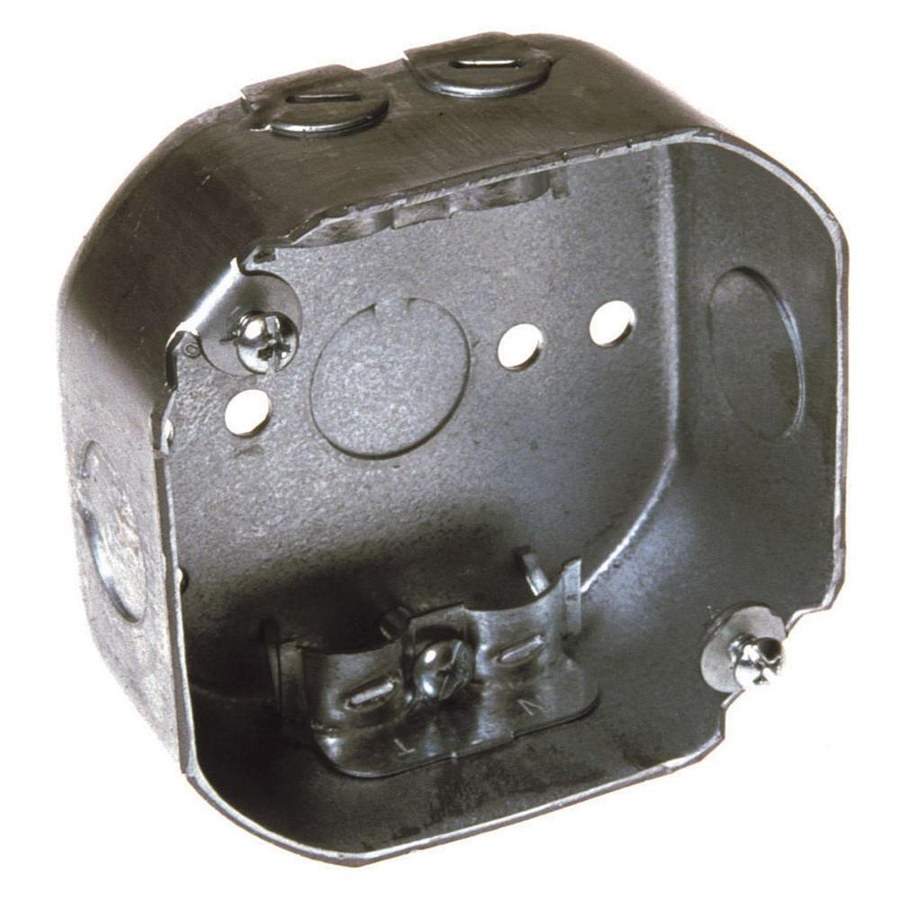 RACO 4 in. Drawn Octagon Electrical Box with NMSC Clamps and Bracket