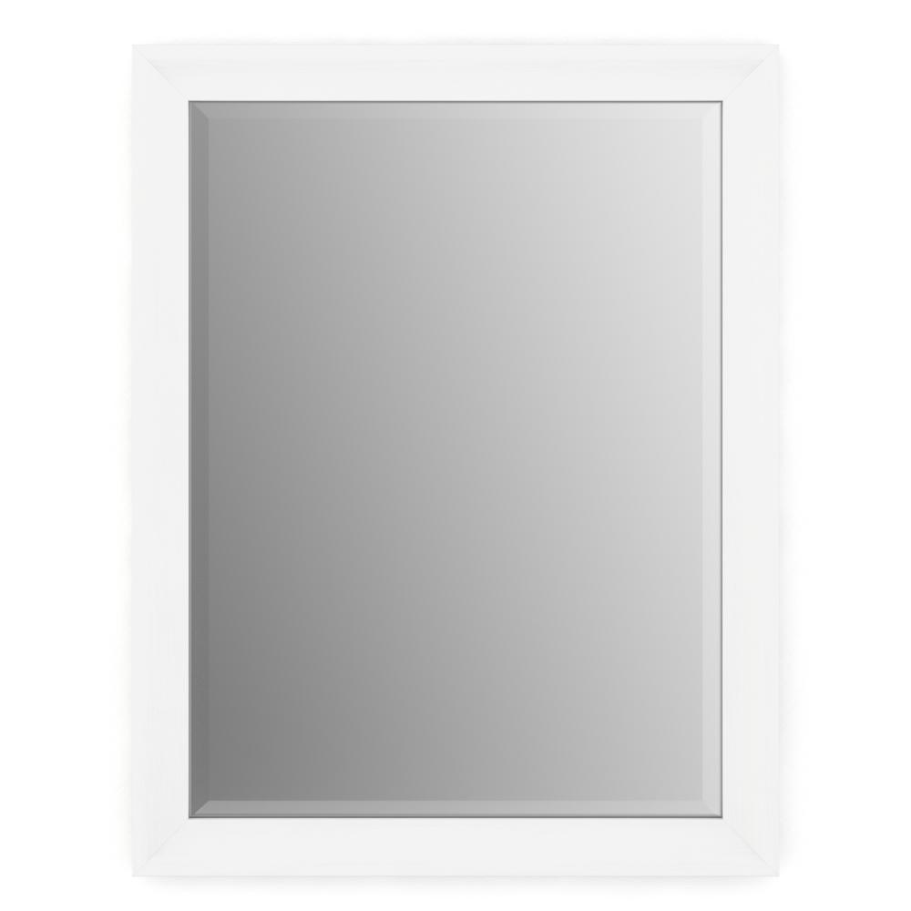 28 in. x 36 in. (M1) Rectangular Framed Mirror with Deluxe Glass and Flush Mount Hardware in Matte White