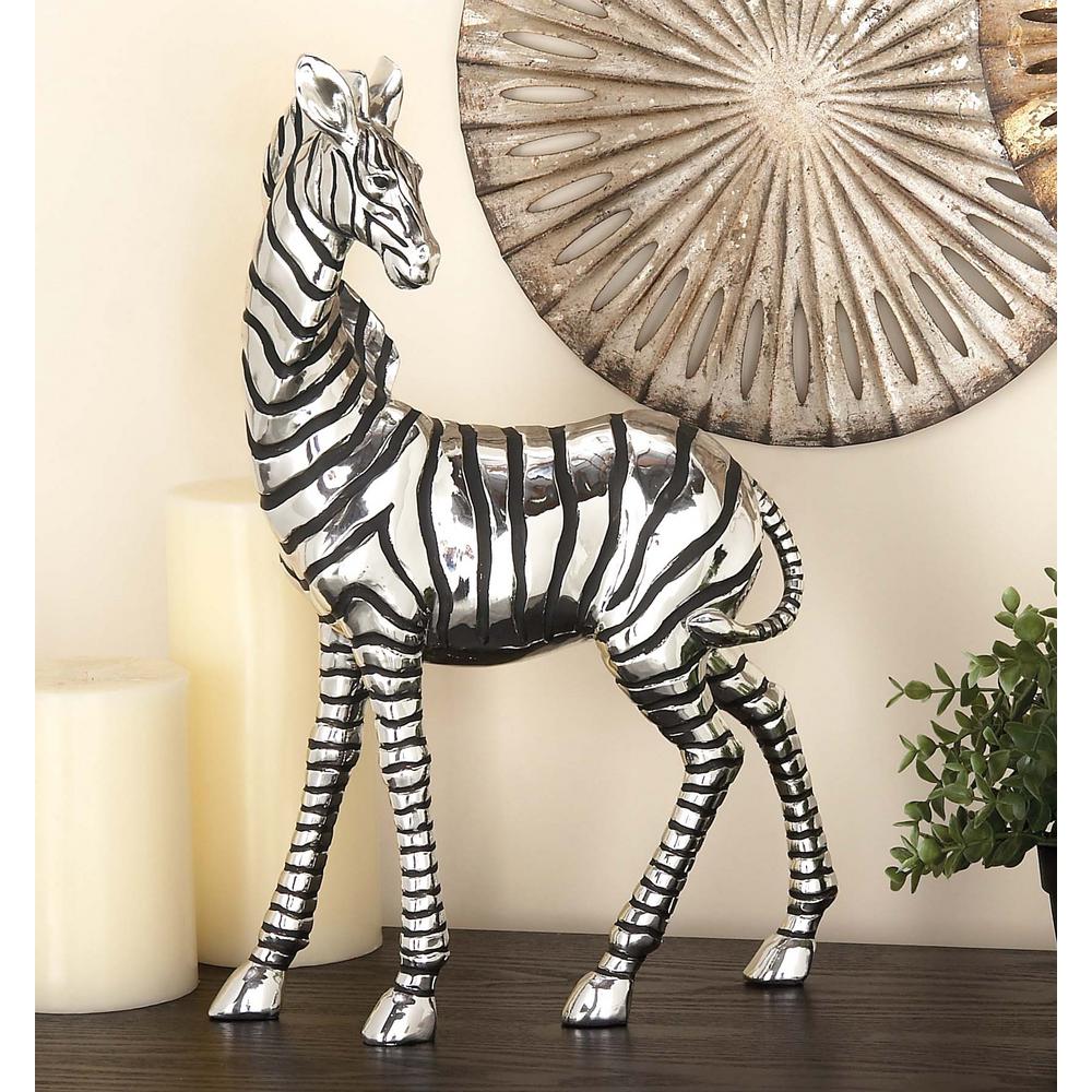 18 in. Elegant Zebra Decorative Figurine in Black and White Polystone-35127 - The Home Depot