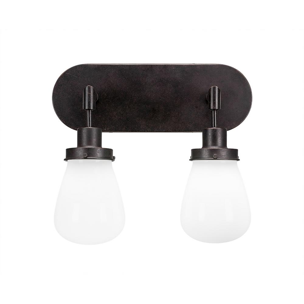 Filament Design 2 Light 15 In Dark Granite Vanity With 5 White Glass