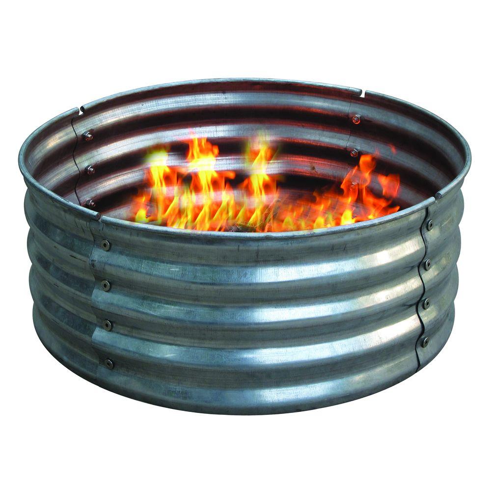 30 In Round Galvanized Steel Fire Pit Ring Ds 18727 The Home Depot