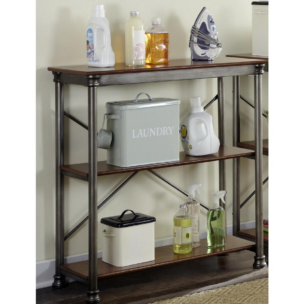 Home Styles Three Shelf 38 in. W x 39 in. H x 16 in. D, Wood and Steel Orleans Shelving Unit