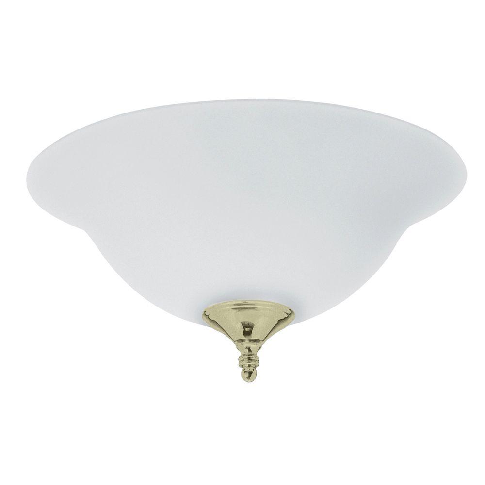 Details About Hunter Ceiling Fan Light Kit 13w Included Bulbs Bright Brass Trim Frosted Glass