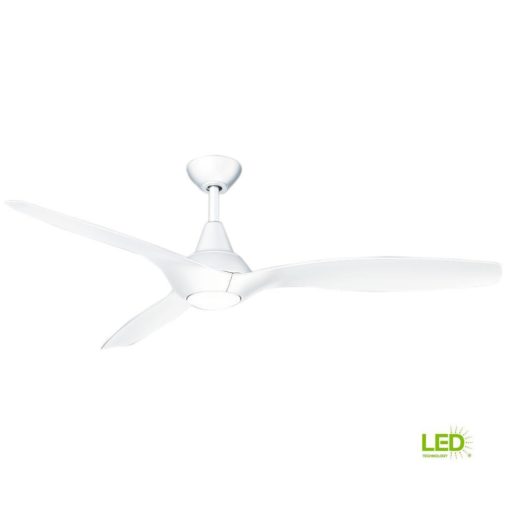 White Ceiling  Fan  Light Kit 3 Blade  LED 56 in Indoor Wall 