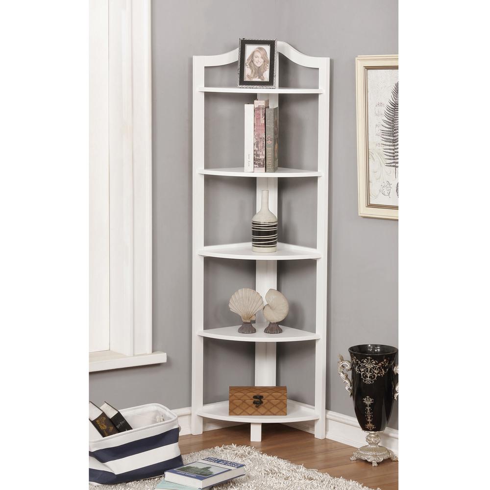 Furniture Of America Neil White 5 Tier Corner Shelving Unit Idf