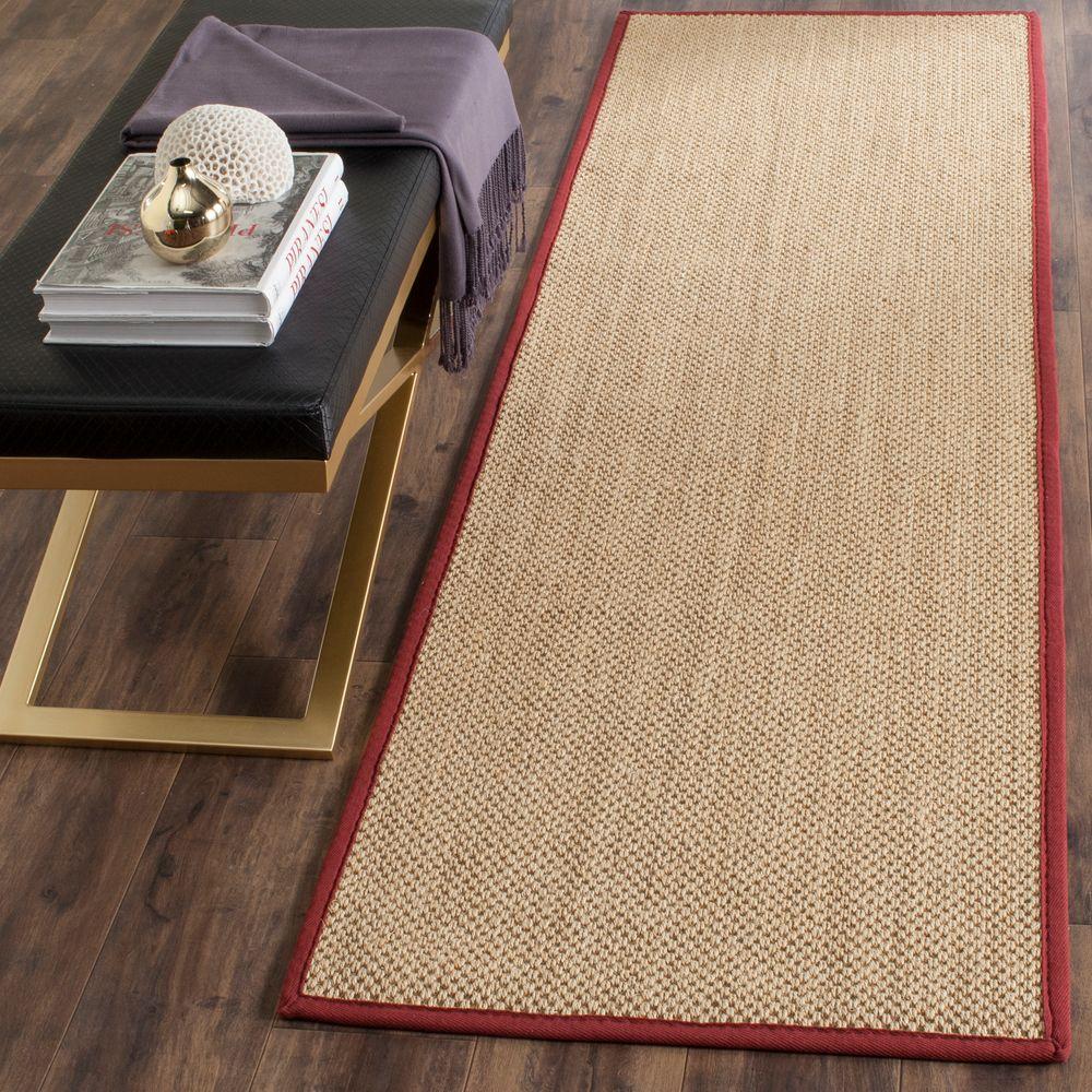 Safavieh Natural Fiber Maize/Burgundy 2 ft. 6 in. x 10 ft. Runner Rug
