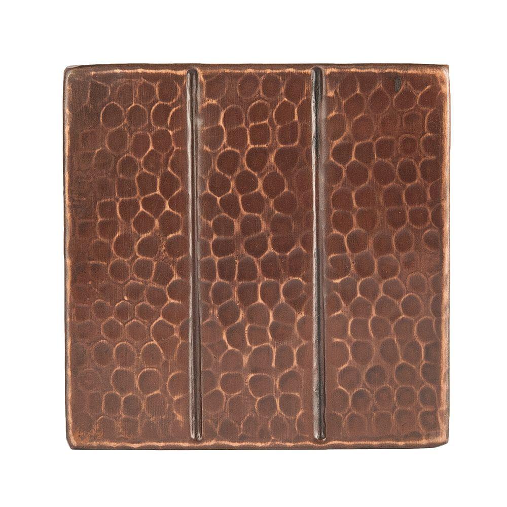 Premier Copper Products 4 In X Hammered Decorative Hammered Copper Decorative Wall Tile With Linear Design In Oil Rubbed Bronze 4 Pack