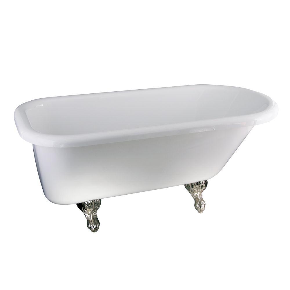 5 ft. Acrylic Ball and Claw Feet Roll Top Tub in WhiteADTR60WHPB