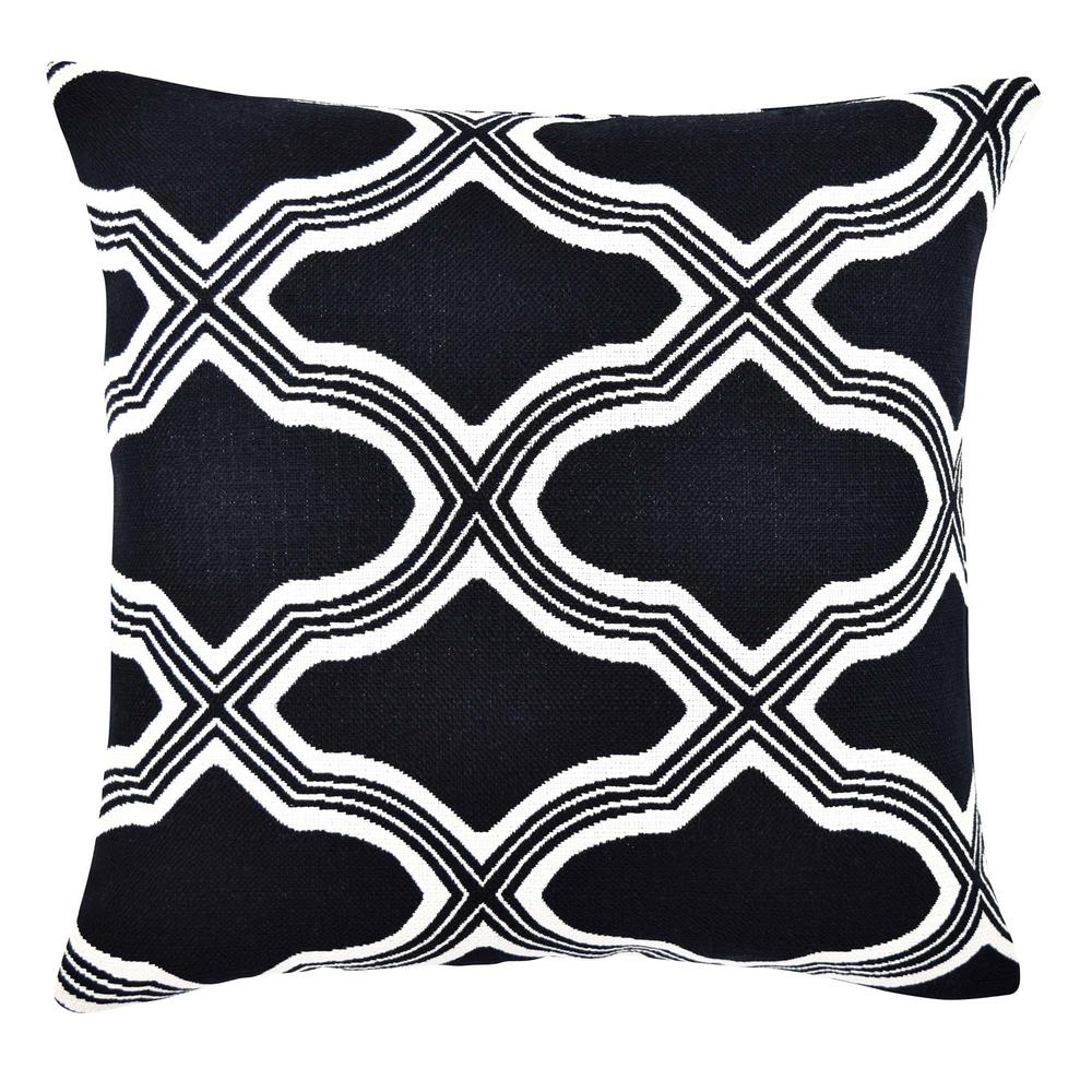 Vesper Lane Black Quatrefoil Woven Jacquard Throw Pillow-QF01BKZ18I ...