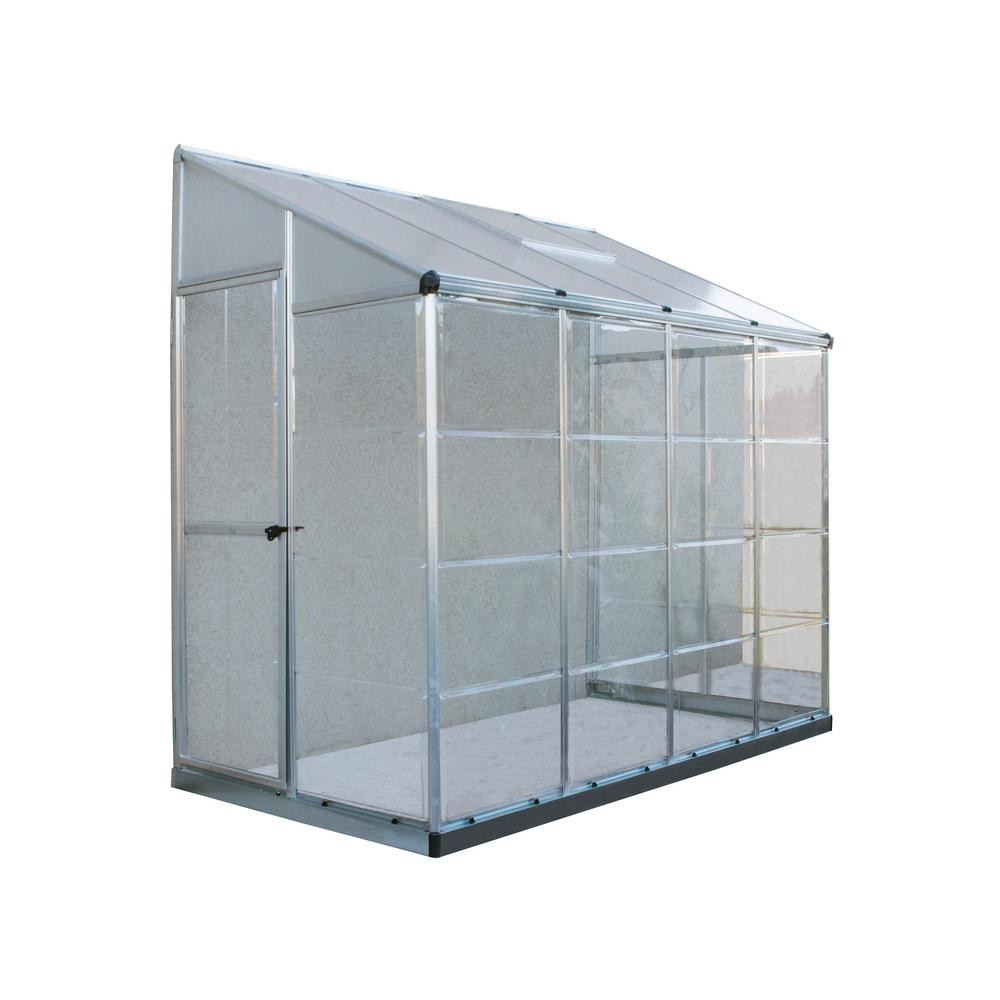 Palram Lean To Grow House 8 Ft X 4 Ft Silver Hybrid Greenhouse The Home Depot