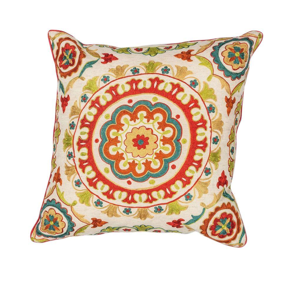 Kas Rugs Round Mosaic Red/Teal Decorative Pillow-PILL17418SQ - The Home ...