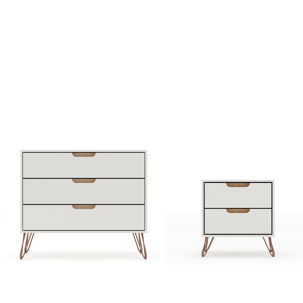 Luxor Intrepid 5 Drawer Off White Mid Century Modern Dresser And Nightstand Set Of 2 104hd4 The Home Depot