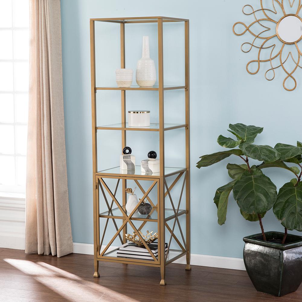 Southern Enterprises Kallon Gold Tall XFrame Bookcase/Etagere HD530444