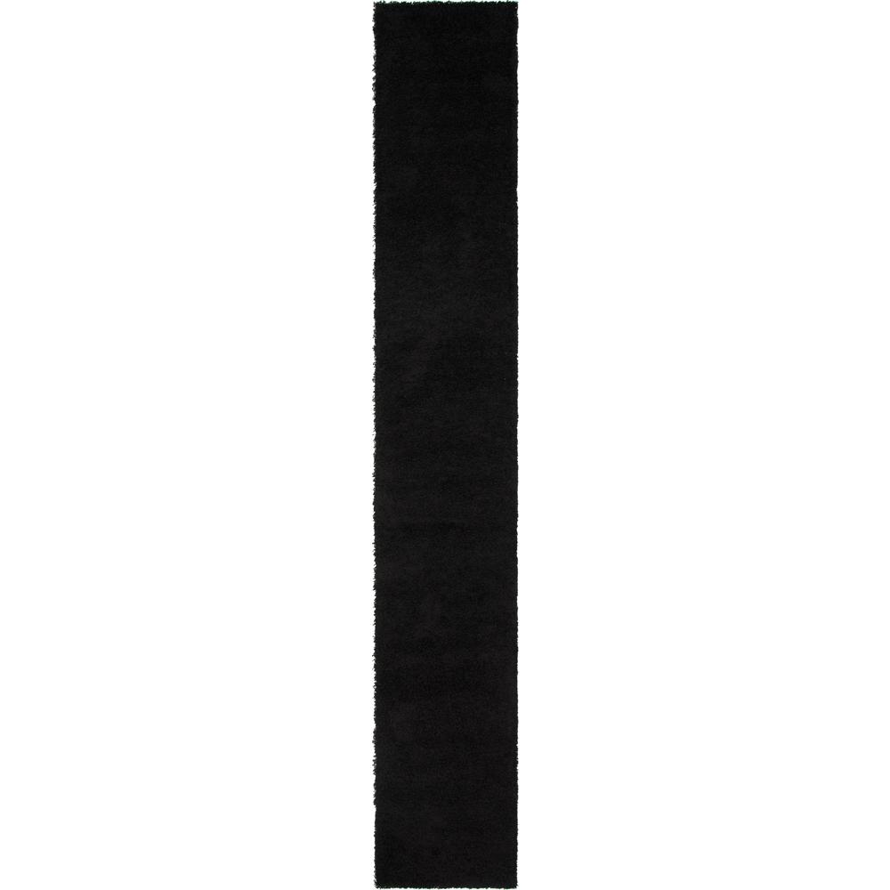 Unique Loom Solid Shag Jet Black 16 ft. Runner Rug-3140766 - The Home Depot