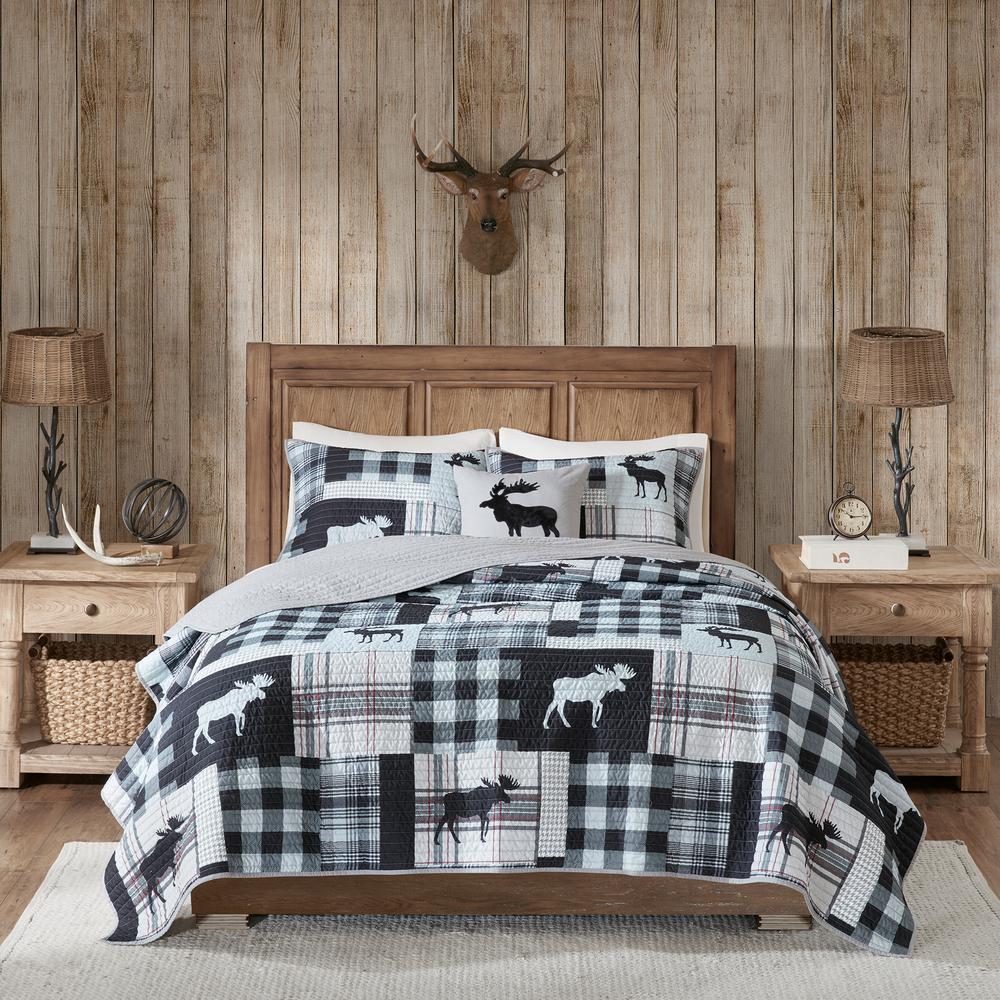 Woolrich Sweetwater 4 Piece Black Grey King Cal King Oversized