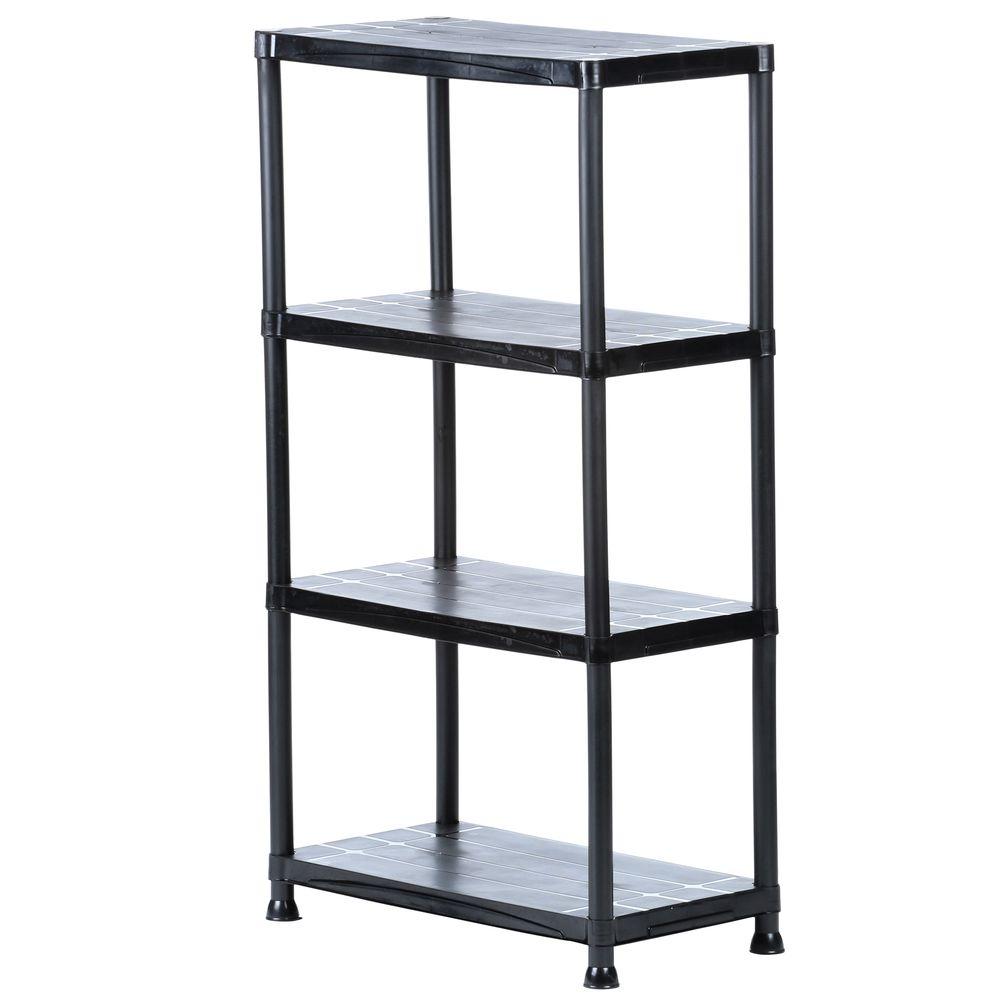 Hdx 4 Shelf 15 In D X 28 In W X 52 In H Black Plastic Storage