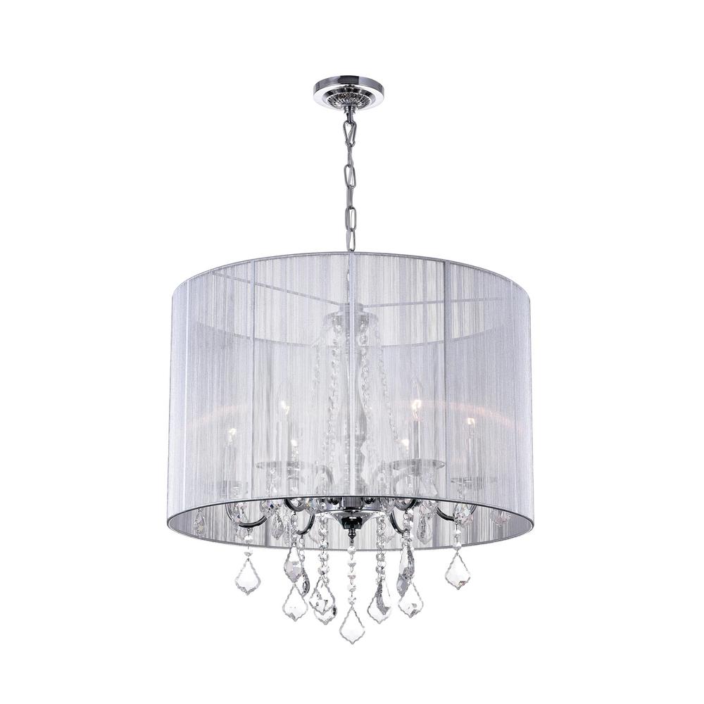 Cwi Lighting Sheer 6 Light Chrome Chandelier With Silver Shade Cwi Lighting Sheer 6 Light Chrome Chandelier With Silver Shade