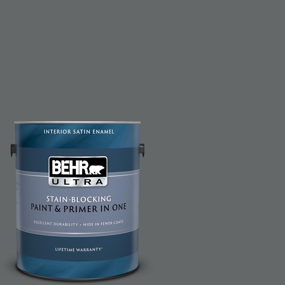 BEHR ULTRA 1 gal. BXC63 Molten Lead Satin Enamel Interior Paint and Primer in One775301 The