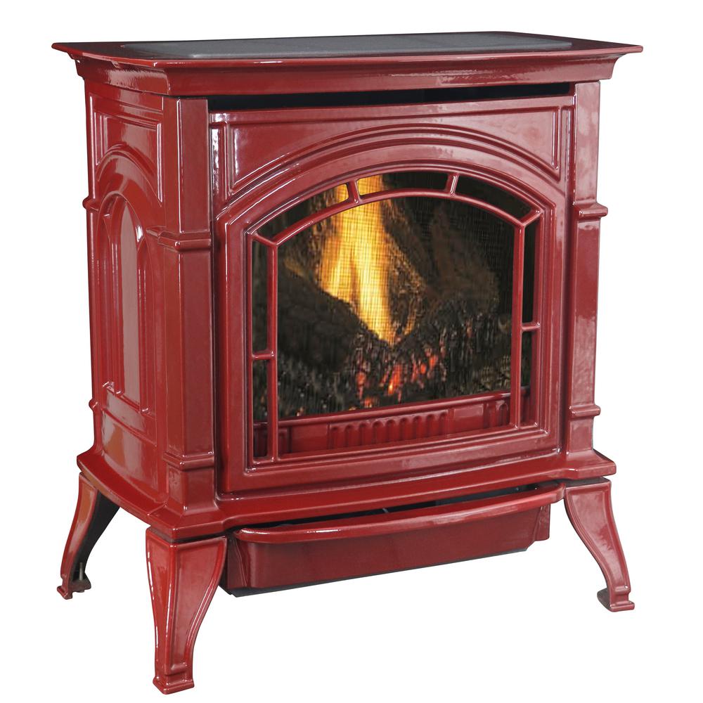 Ashley Hearth Products 31 000 Btu Vent Free Natural Gas Stove Red Enameled Porcelain Cast Iron