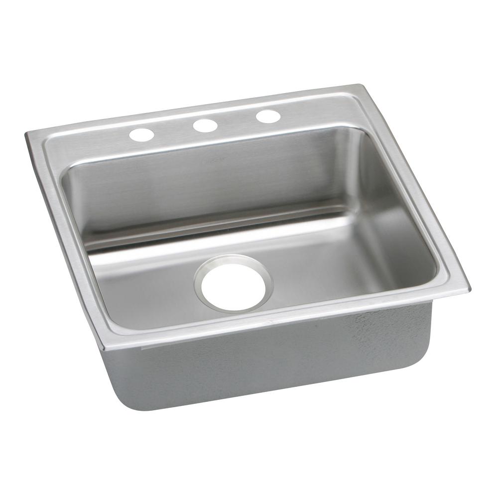 Elkay Lustertone Drop In Stainless Steel 22 In 3 Hole Single Bowl Ada Compliant Kitchen Sink With 6 In Bowl