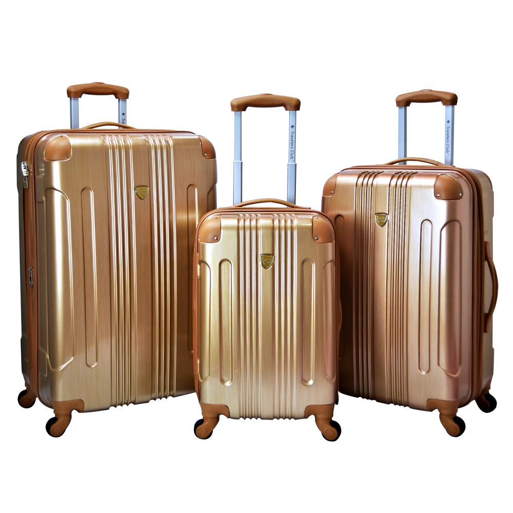 Polaris 3Piece Pale Gold Expandable Hardside Metallic Vertical Luggage SetHS67203MPG The