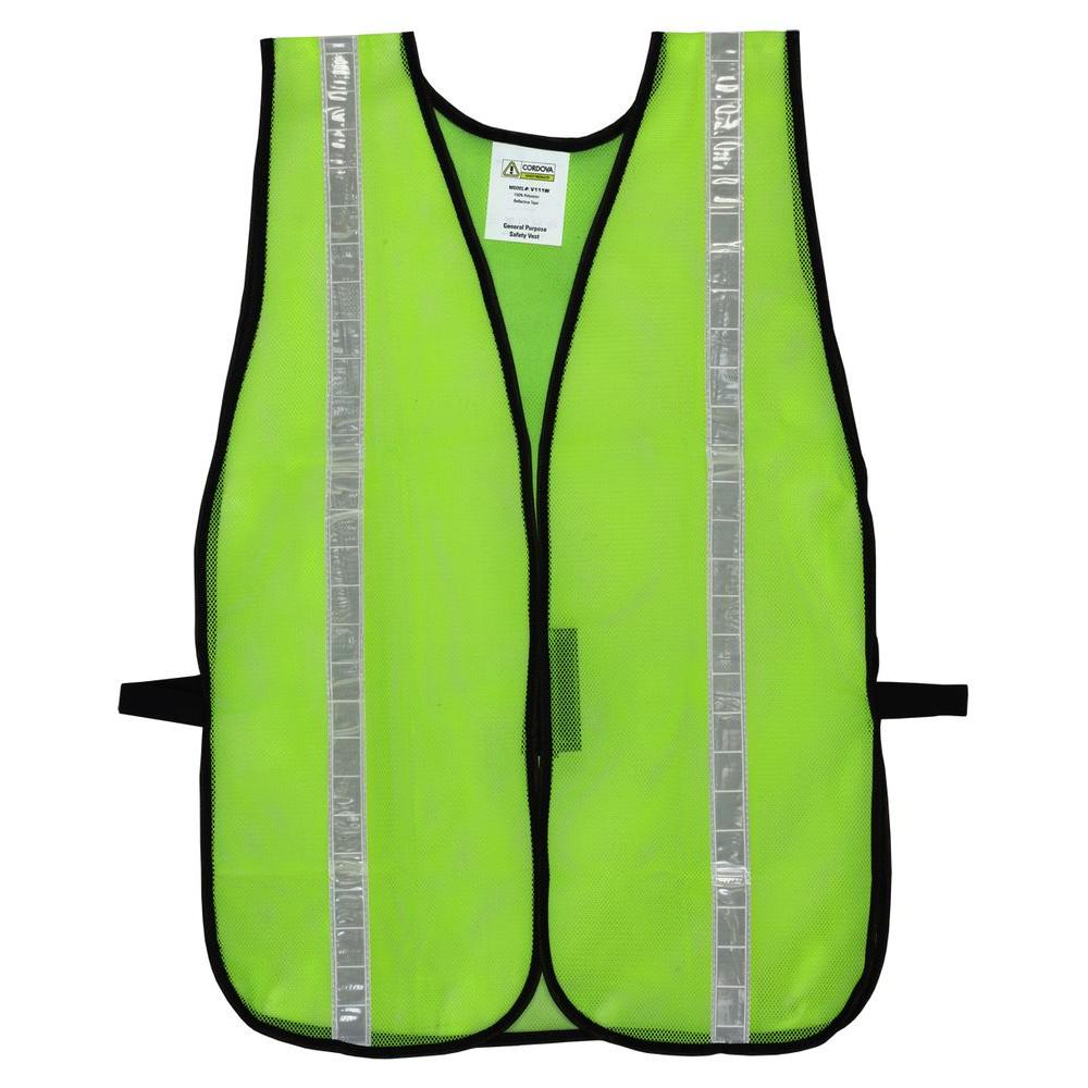 Cordova High Visibility Lime Green Mesh Safety Vest (One Size Fits All ...