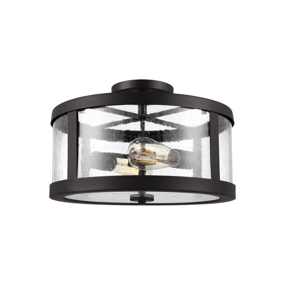 Industrial Bronze Flush Mount Lights Lighting The Home Depot Harrow 2 Light Oil Rubbed Bronze Semi Flushmount