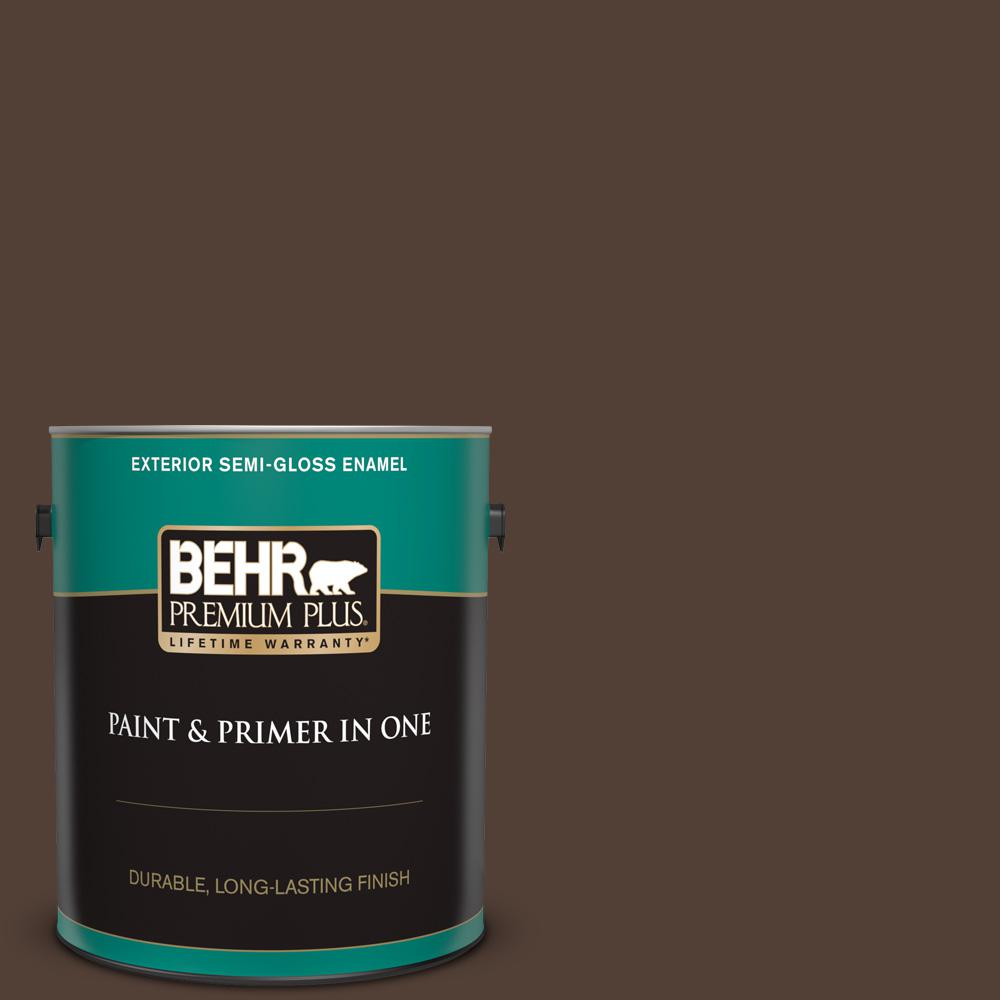 BEHR PREMIUM PLUS 1 gal. BNC21 Double Espresso SemiGloss Enamel