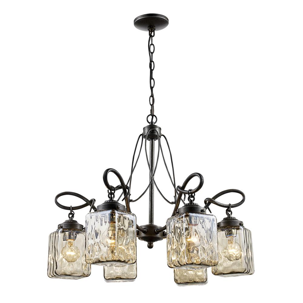Bel Air Lighting Moore 6 Light Antique Bronze Chandelier With Bel Air Lighting Moore 6 Light Antique Bronze Chandelier With Water Glass Shades