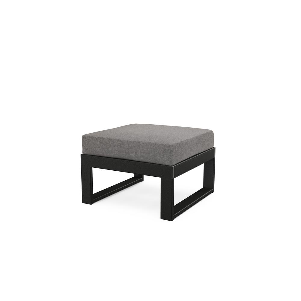 POLYWOOD Modular Plastic Outdoor Ottoman with Grey Mist Cushion4600BL145980 The Home Depot