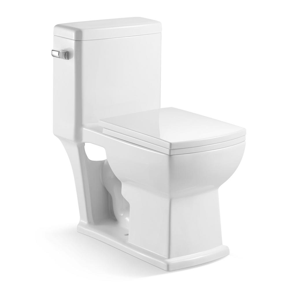 Topcraft 10 In Rough In One Piece 1 28 Gpf Single Flush Elongated Toilet In White Seat Included T105d The Home Depot