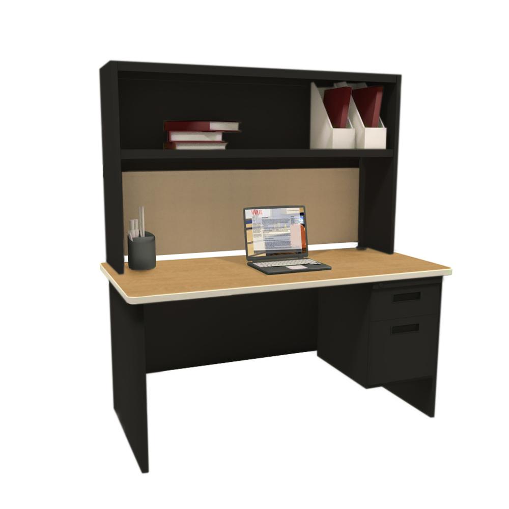 To Putty And Oak Windn 60 In Single File Desk With Storage To Putty And Oak Windn 60 In Single File Desk With Storage Shelf