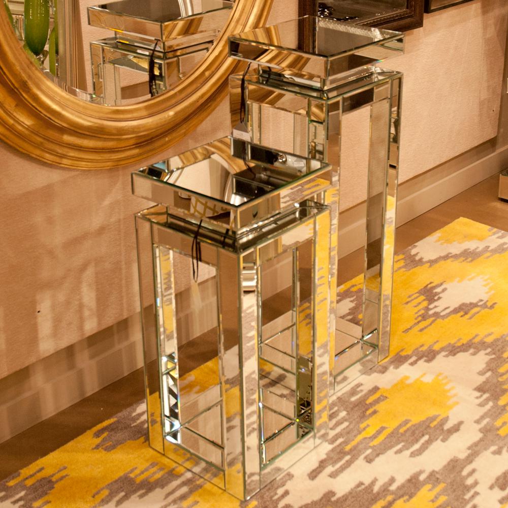Glam Indoor Plant Stands Accent Tables The Home Depot Small Mirrored Pedestal Table