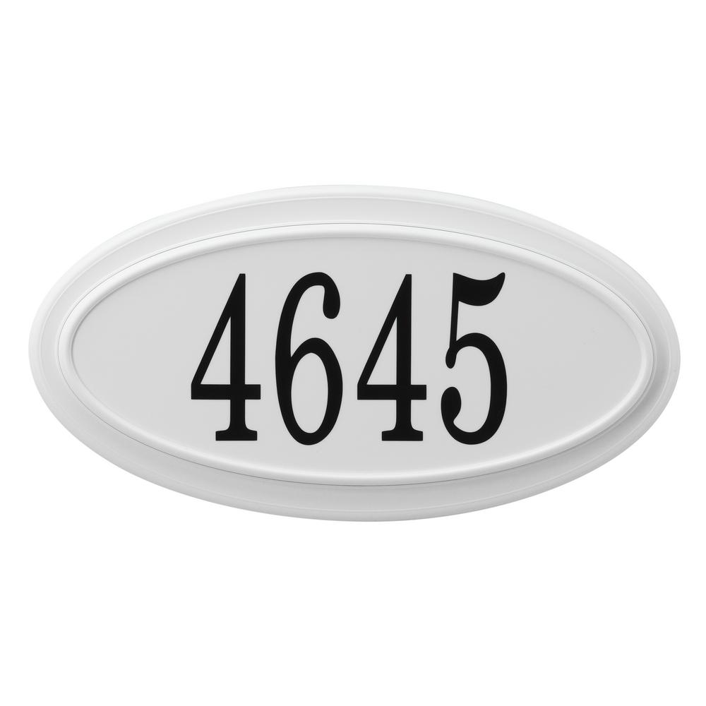 Classic Oval Plastic White Address PlaqueP28810 The Home Depot