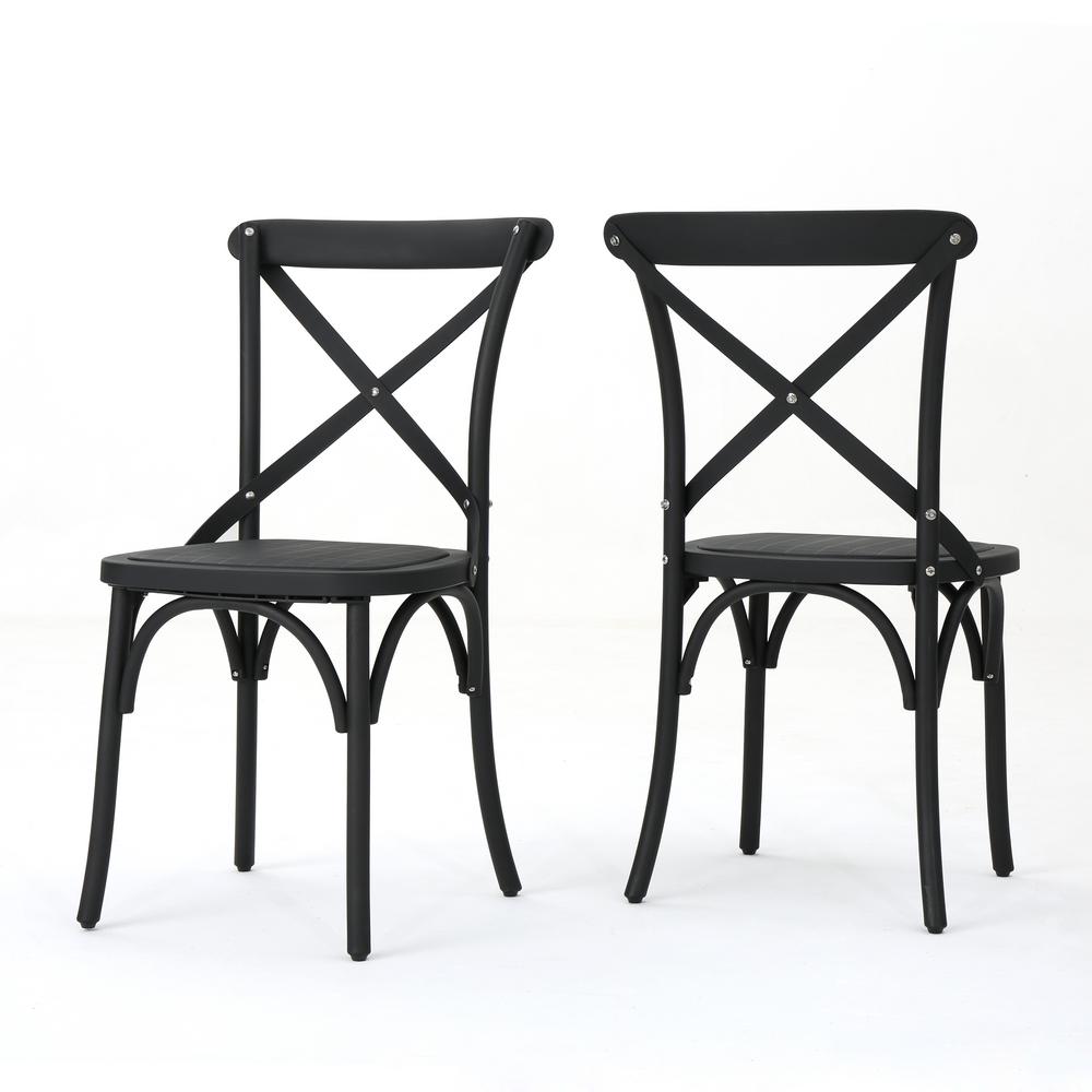 Le House Sergio Clic Black Farmhouse Plastic Outdoor Dining Le House Sergio Clic Black Farmhouse Plastic Outdoor Dining Chair 2 Pack