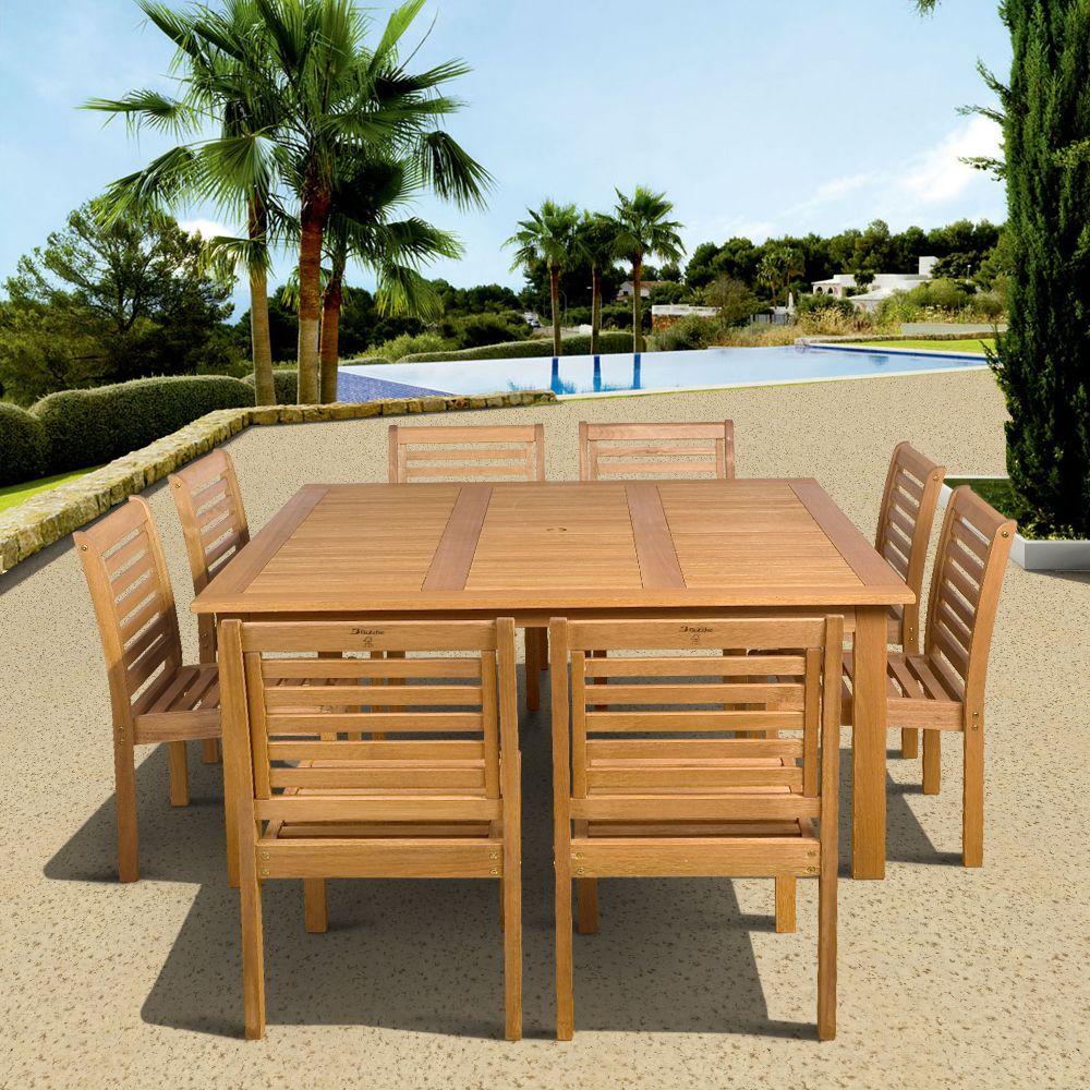 Amazonia Eucalyptus 9Piece Armless Square Patio Dining SetBT 470_9SQ