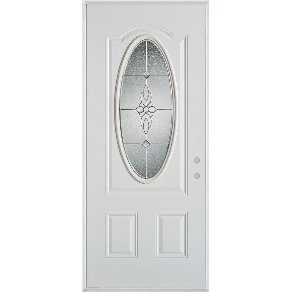 Stanley Doors 32 in. x 80 in. Victoria Zinc 3/4 Oval Lite
